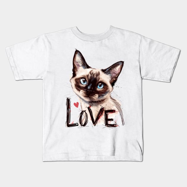 Siamese kitten Kids T-Shirt by erzebeth